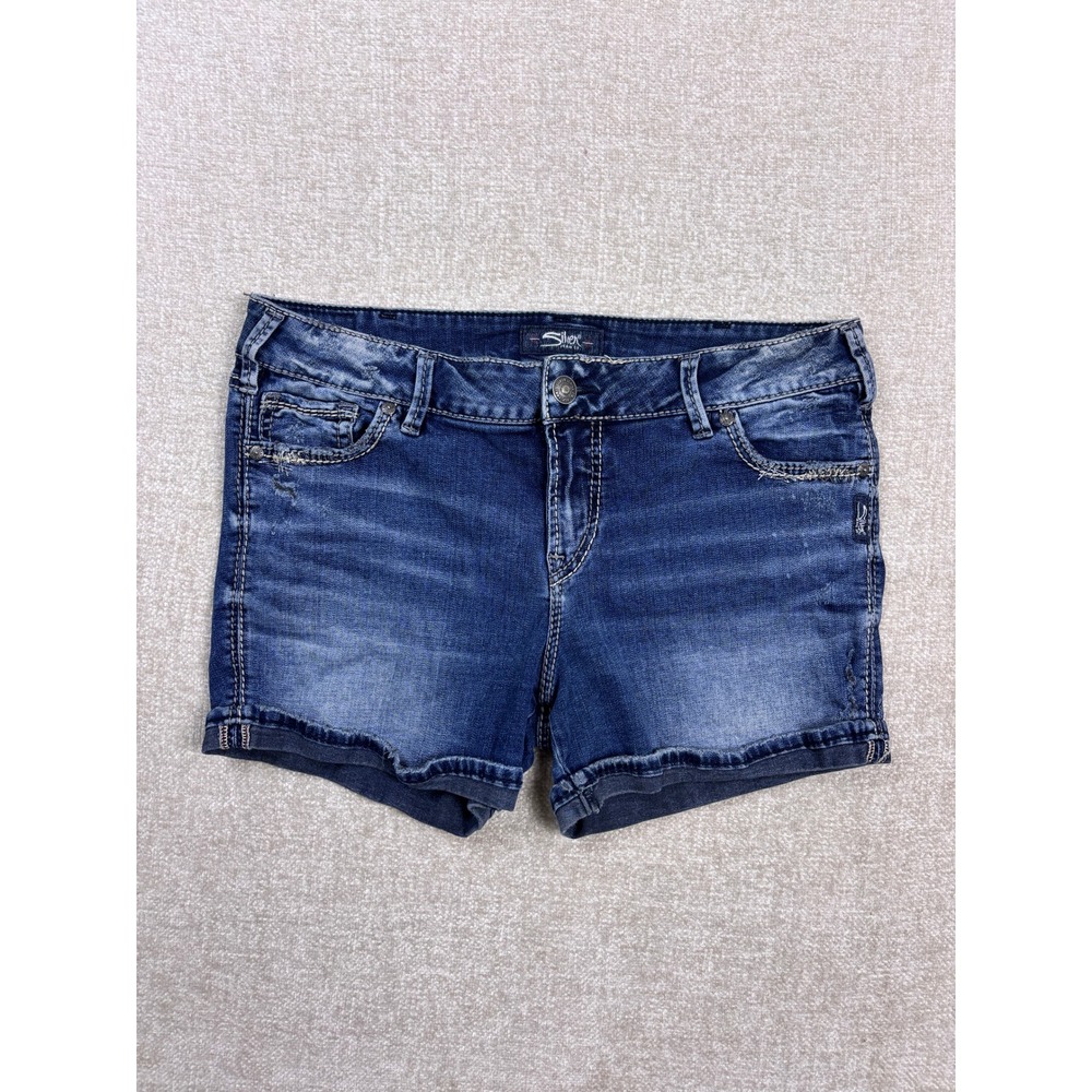 Silver Jeans Co Elyse Mid Rise Dark Wash Denim Shorts W32 L4 L53004SSG348